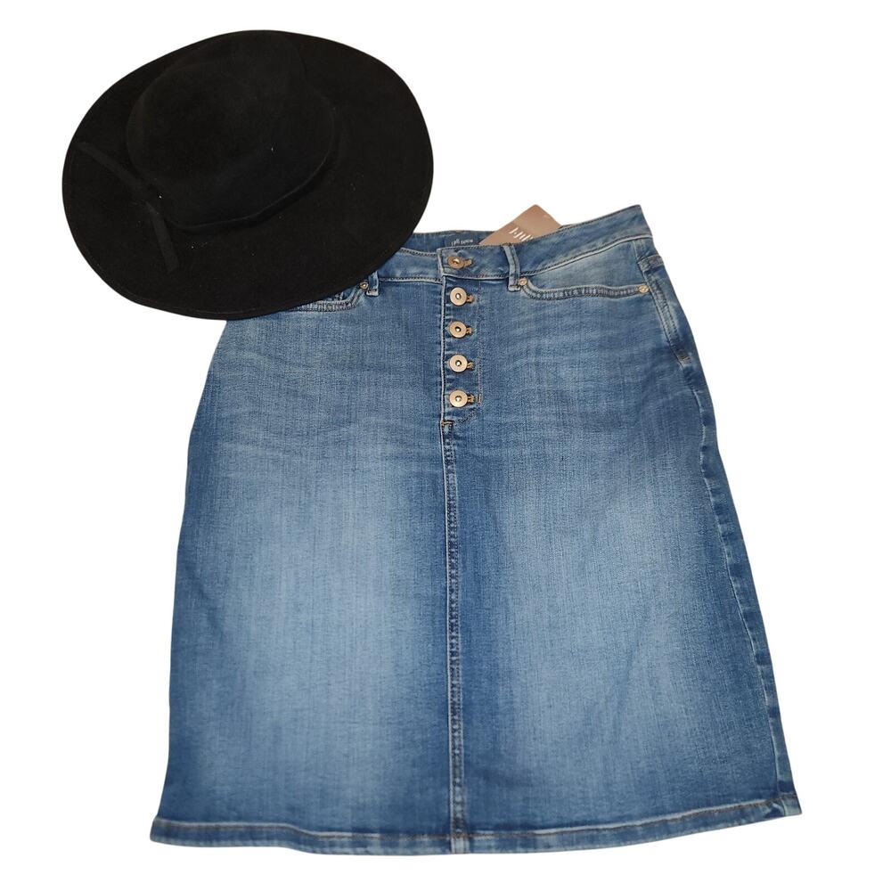 Nwt‎ J Jill Denim Button Up Skirt Sz 6 Light Wash